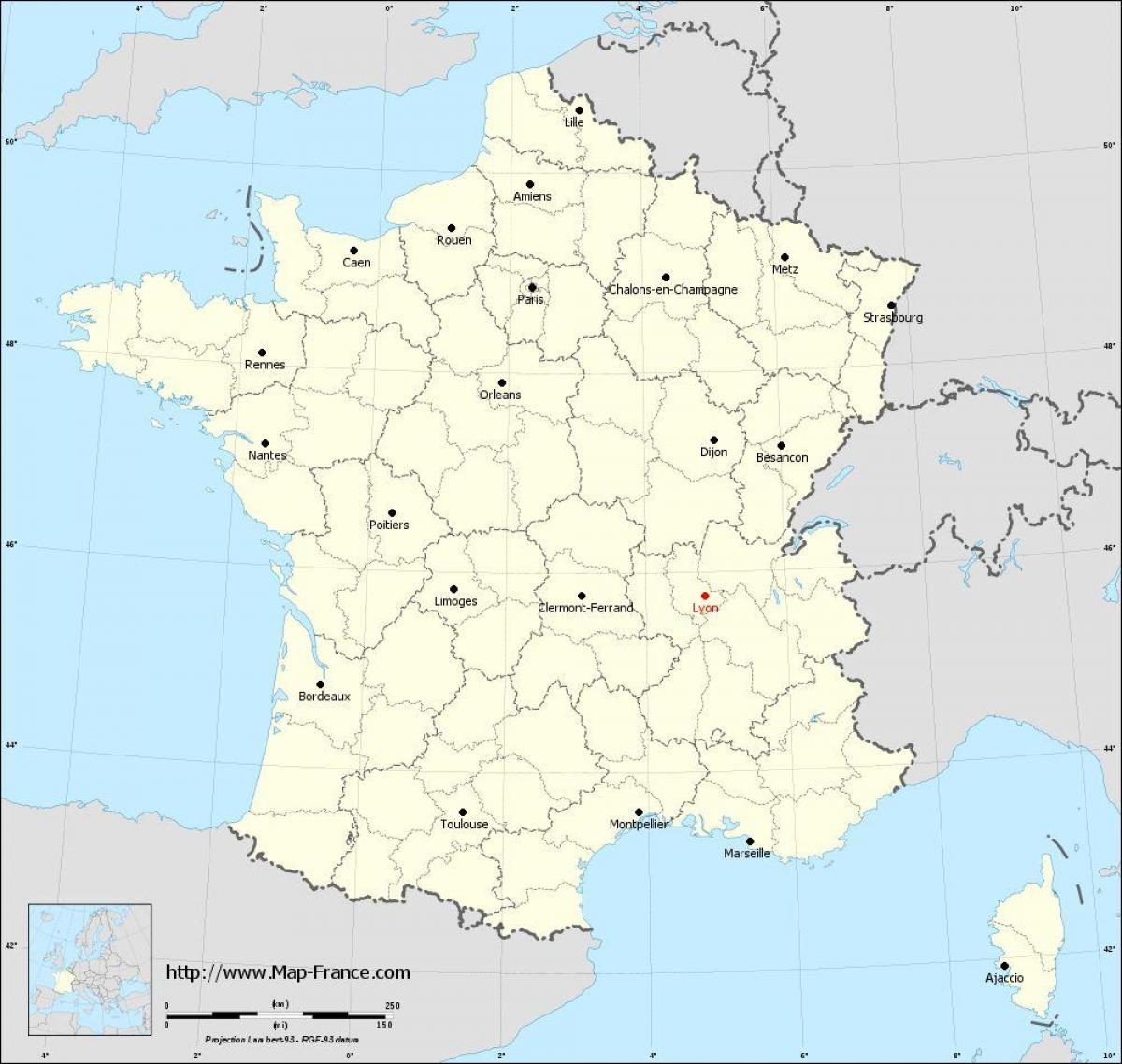 ja ir Lionu, francijā kartē