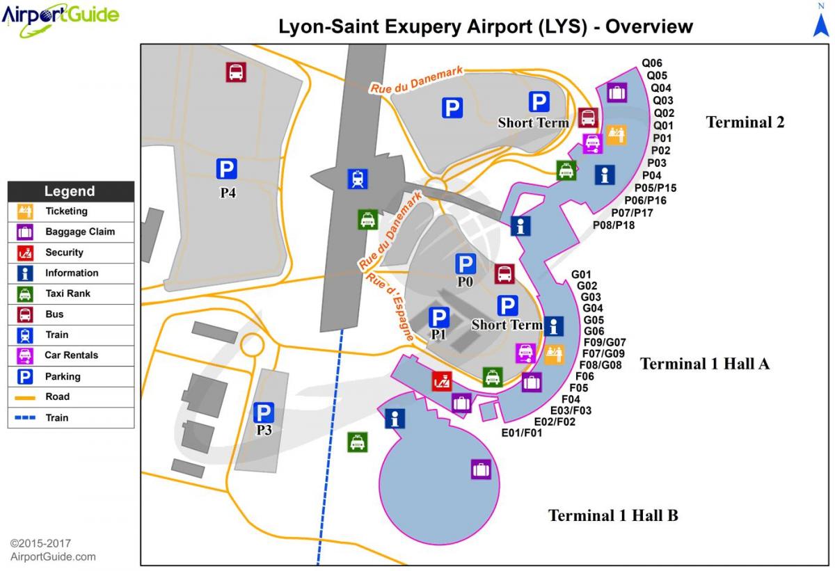Lyon francija lidosta map
