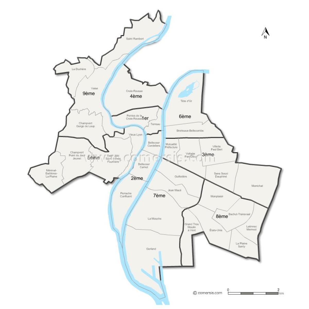 karte Lyon arrondissement