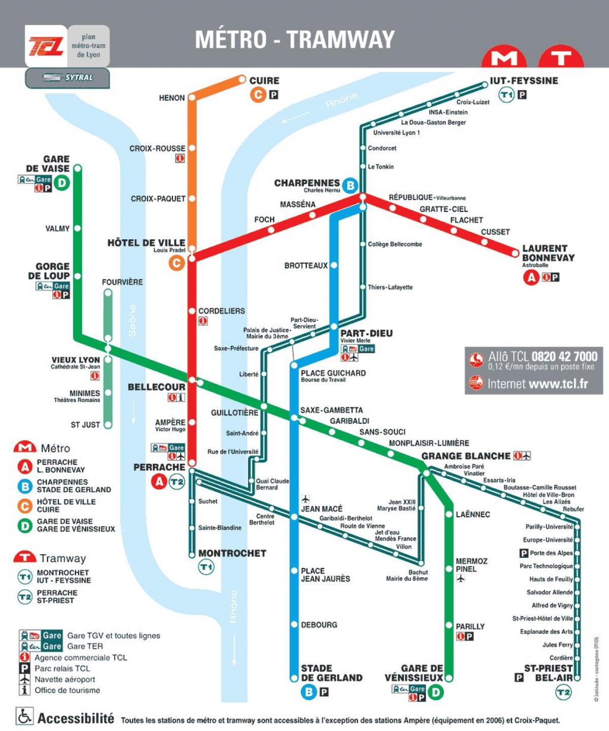 Lyon francija metro karte