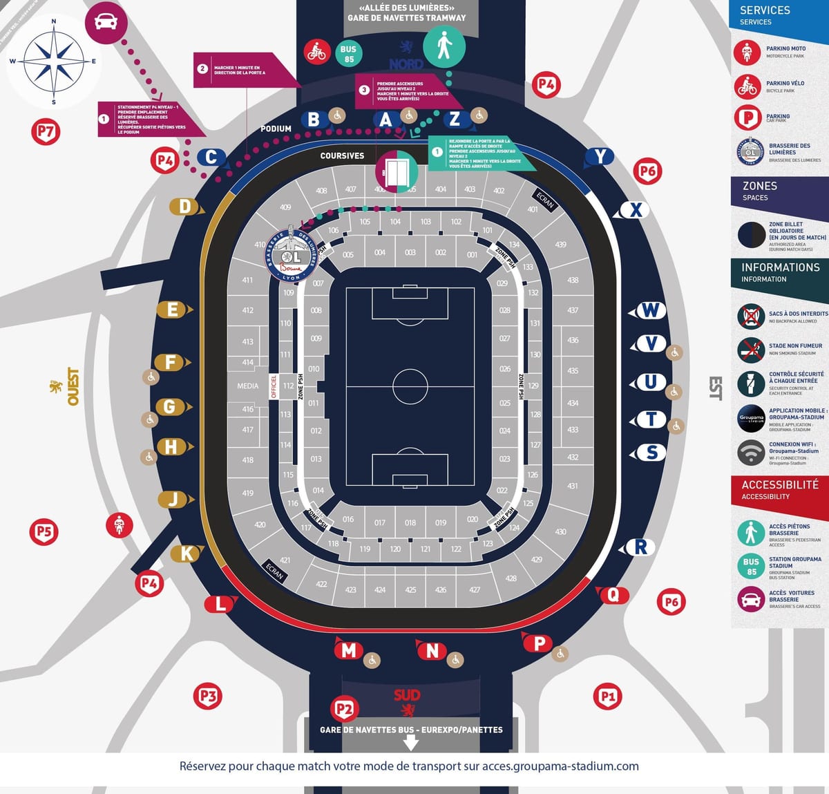karte Lyon stadions