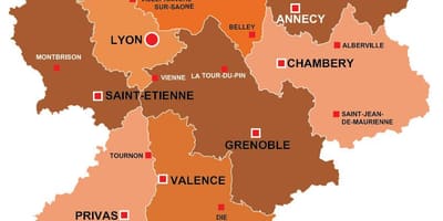Lyon reģionā, francija karte