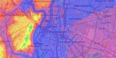 Karte topogrāfiskās Lyon